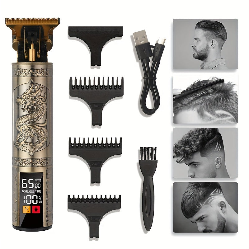 V-Vimika T9 Cordless Hair Clipper - USB Rechargeable, Professional Men's Grooming Kit with Guide Comb for Home & Salon Use
