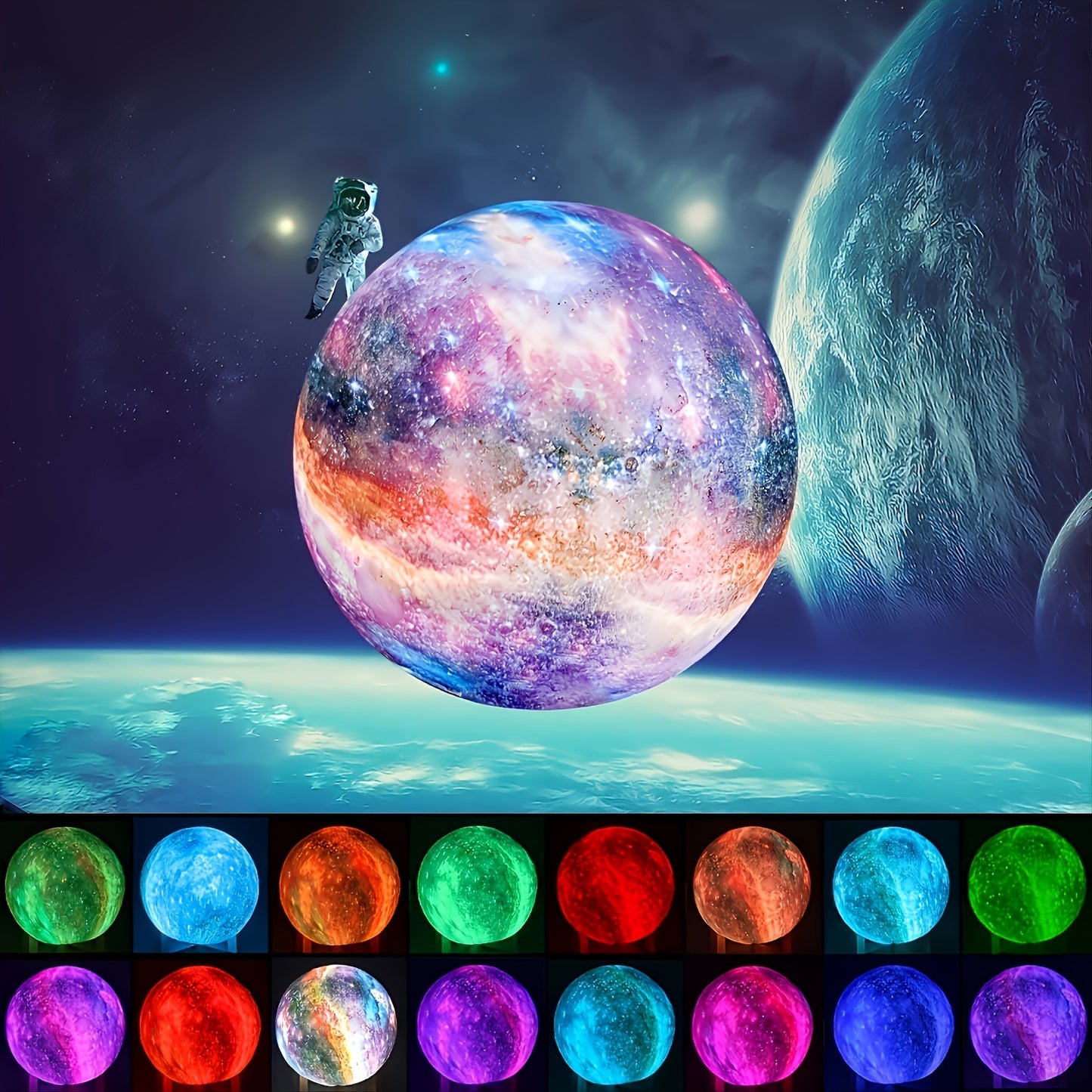 16-Color 3D LED Moon Light with Remote Control & USB Plug-In – 5.98-Inch Colorful Ball Moon Light for Bedroom, Home Décor, and Birthday Gifts