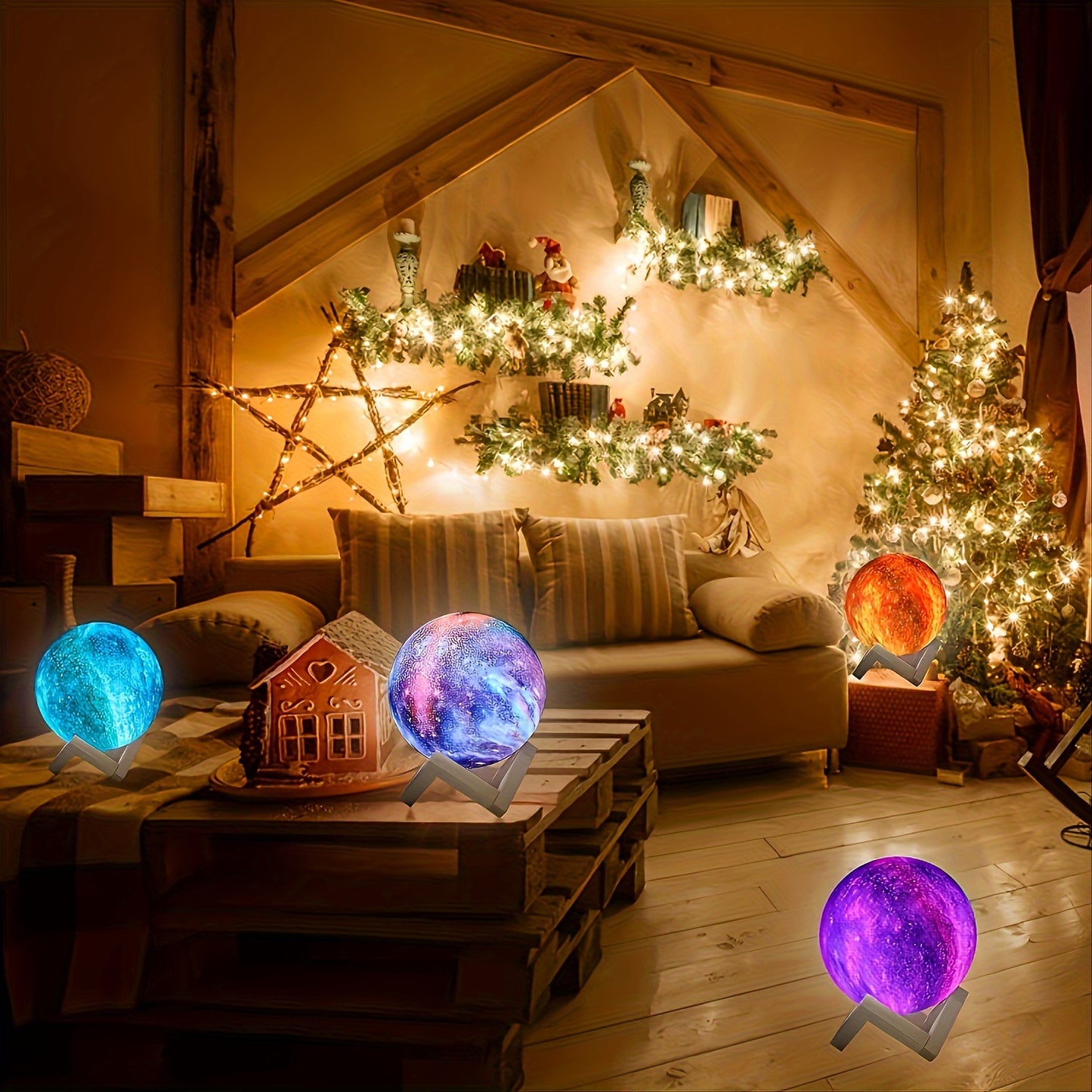 16-Color 3D LED Moon Light with Remote Control & USB Plug-In – 5.98-Inch Colorful Ball Moon Light for Bedroom, Home Décor, and Birthday Gifts