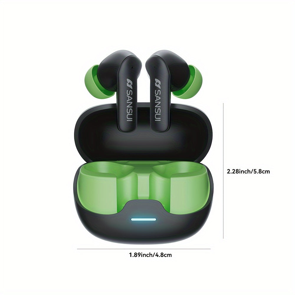 Hi-Fi Sound Wireless Earbuds - 27H Playtime, ANC/ENC Noise Reduction, Touch Control, USB-C Charging, Durable In-Ear Headphones by S SANSUI