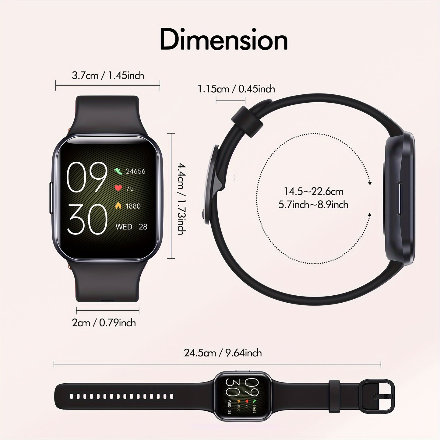 Smartwatch Q23 - Fitness Tracker with 1.69" HD Display & 25 Sports Modes