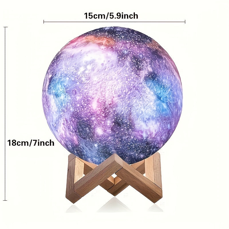 16-Color 3D LED Moon Light with Remote Control & USB Plug-In – 5.98-Inch Colorful Ball Moon Light for Bedroom, Home Décor, and Birthday Gifts
