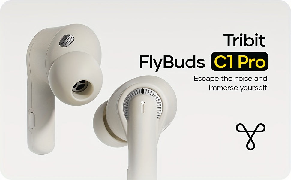 TRIBIT FlyBuds C1 Pro - True Wireless Earbuds with ANC, 6-Mic ENC, Transparency Mode, 36H Battery, and Touch Controls