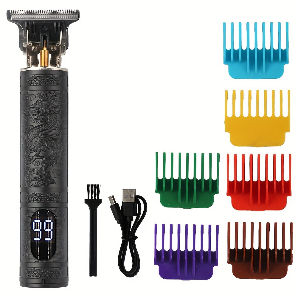 V-Vimika T9 Cordless Hair Clipper - USB Rechargeable, Professional Men's Grooming Kit with Guide Comb for Home & Salon Use