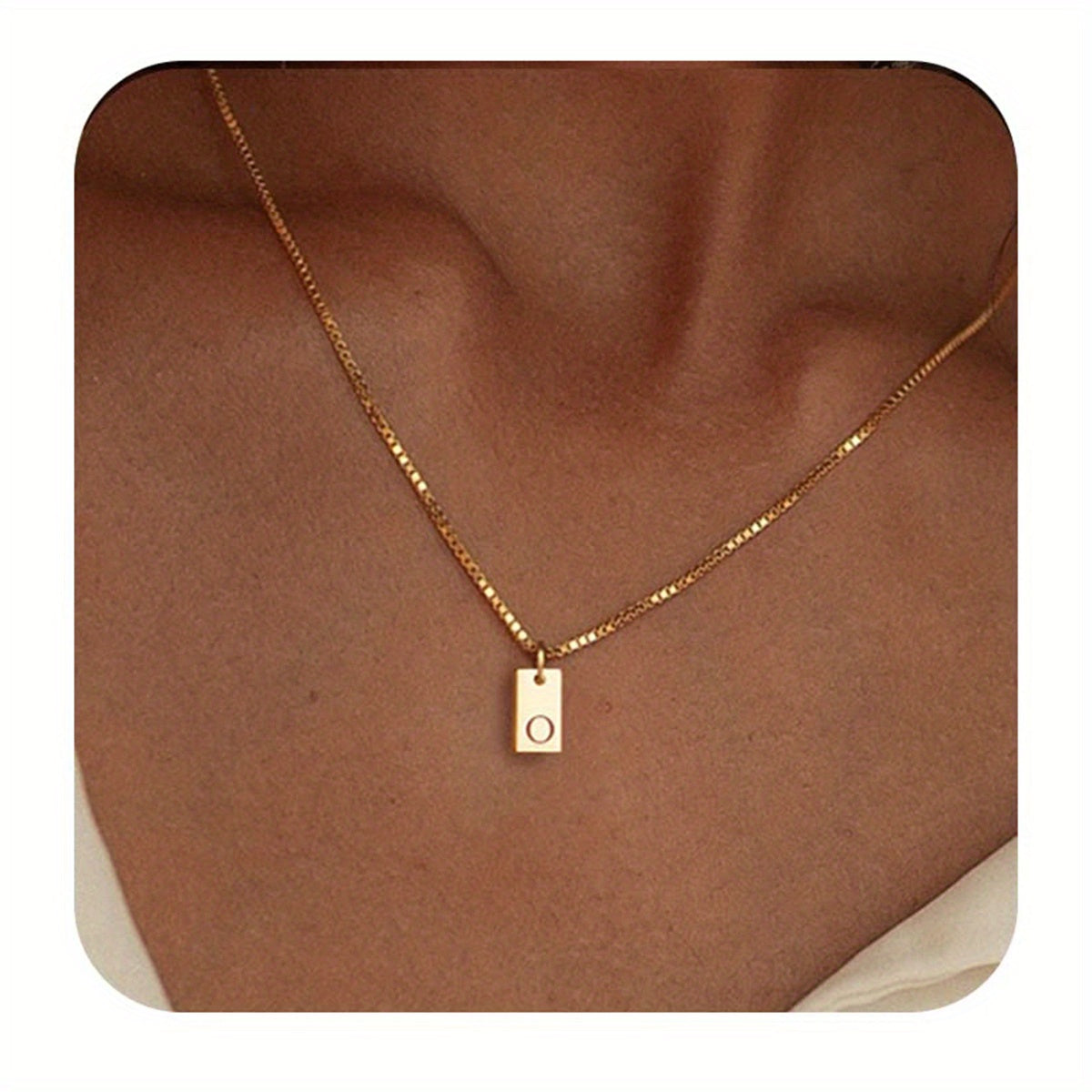 Square Initial Pendant Necklace – Stainless Steel Alphabet Jewelry