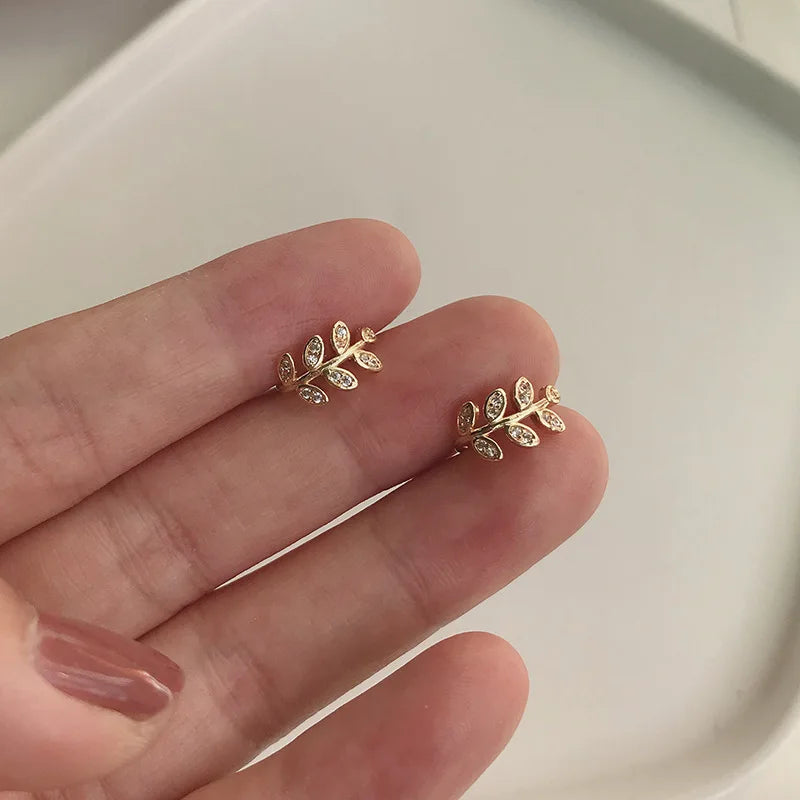 Gold Crystal Leaf Clip-On Earrings – Vintage Earcuff