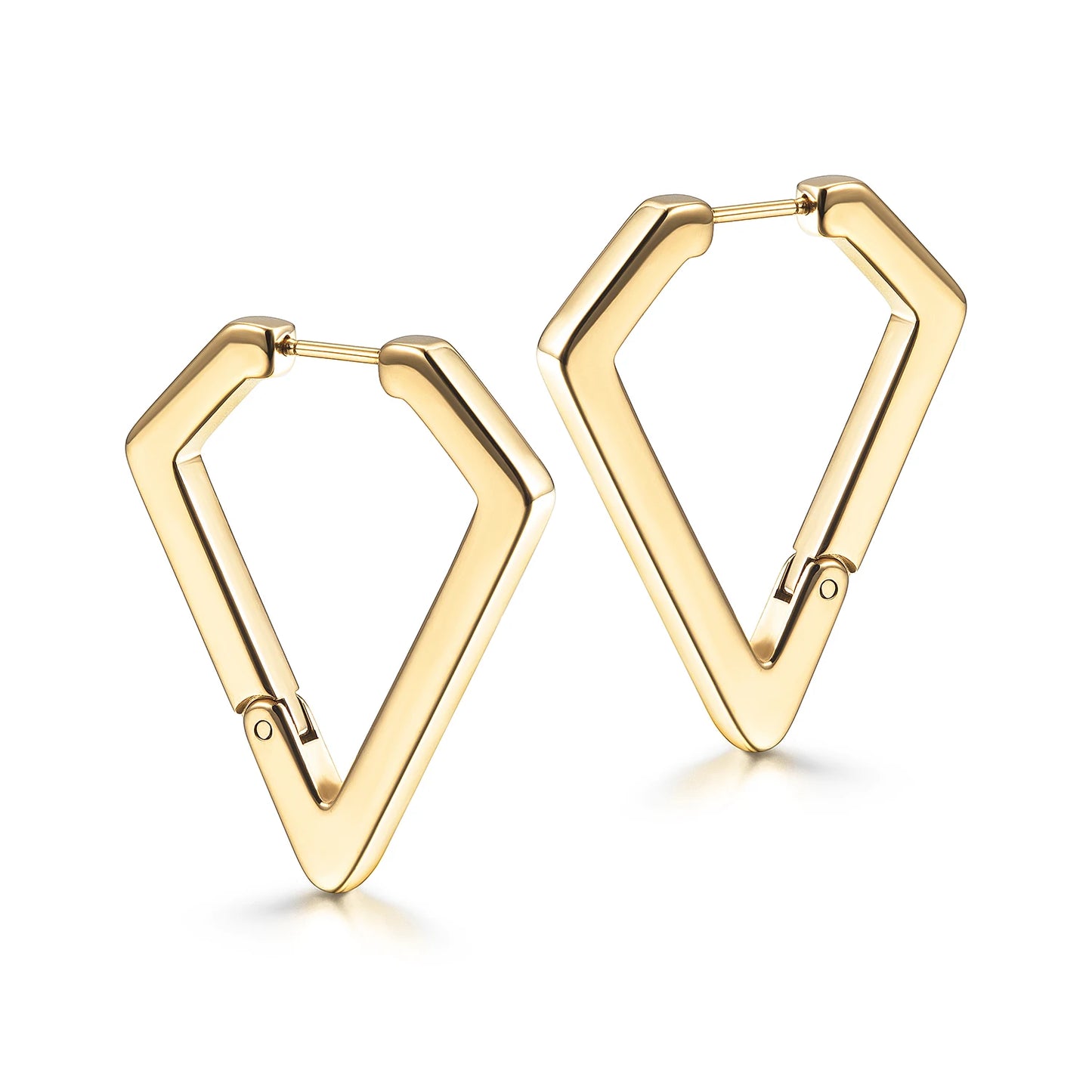 Geometric Pentagon Stainless Steel Huggie Hoop Earrings
