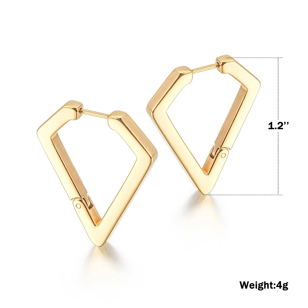 Geometric Pentagon Stainless Steel Huggie Hoop Earrings