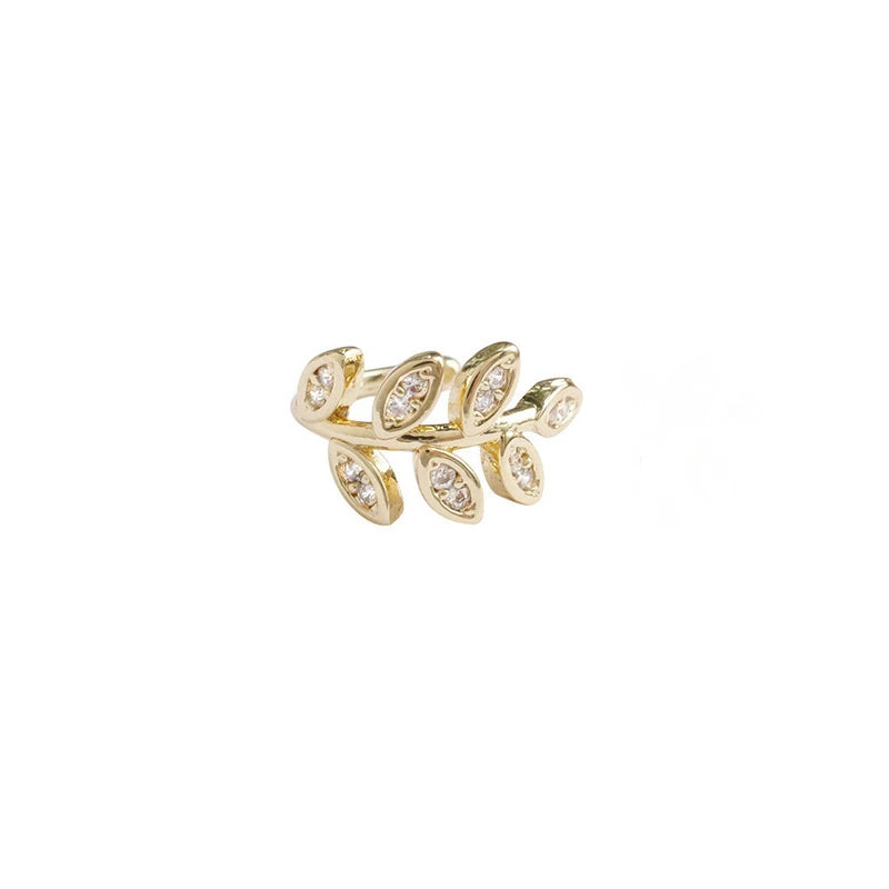 Gold Crystal Leaf Clip-On Earrings – Vintage Earcuff