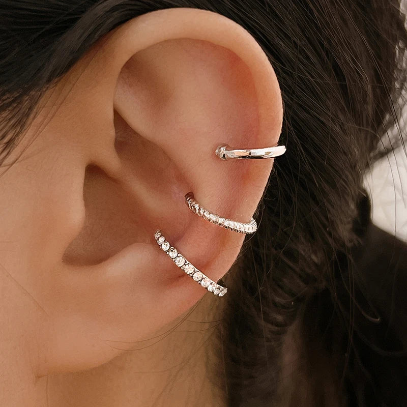 3-Piece Zircon Clip Earrings
