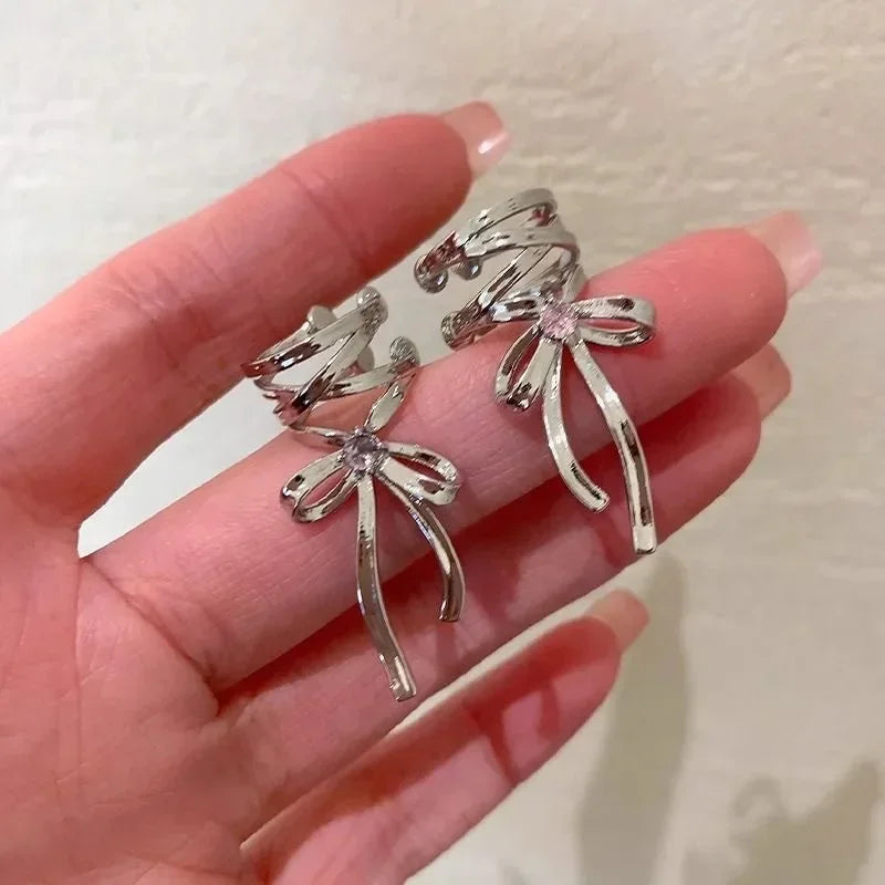 Pink Butterfly Clip-On Ear Cuff