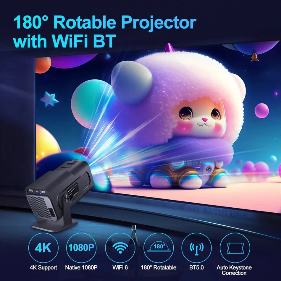 4K Android 11 Mini Projector – 300 ANSI Lumens, WiFi 6 & BT 5.0 Portable Cinema
