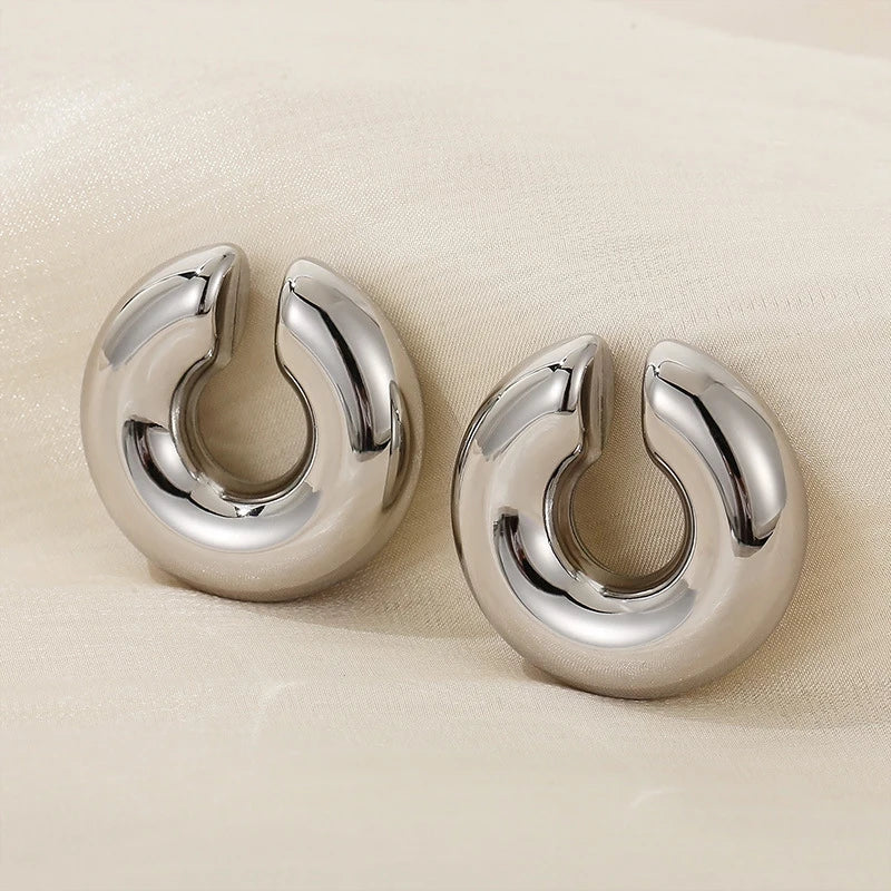 Clip-On C Hoop Earrings – Gold & Silver