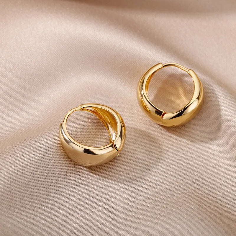 Zircon Heart Hoop Earrings – Gold Stainless Steel, Waterproof