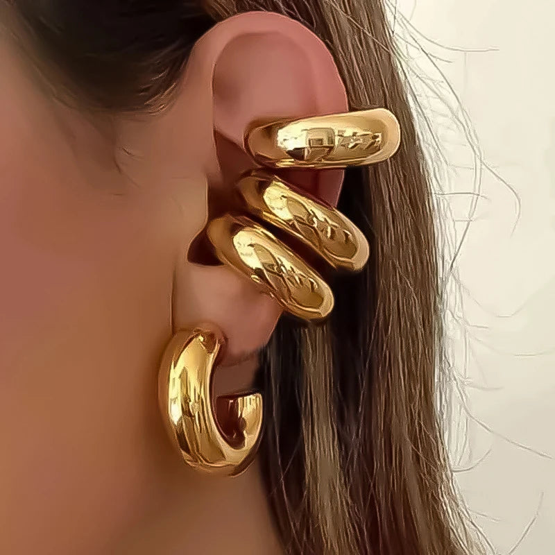 Clip-On C Hoop Earrings – Gold & Silver