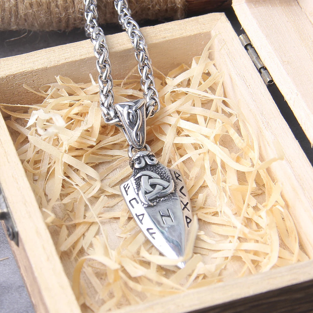 Gungnir Necklace with Odin's Spear and Norse Runes
