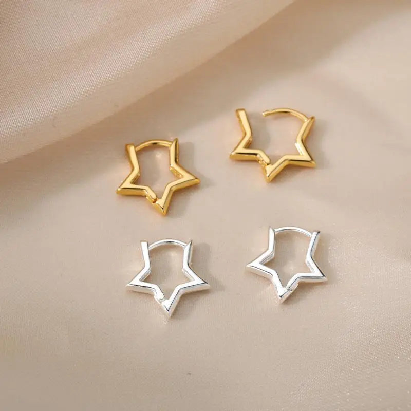 Zircon Heart Hoop Earrings – Gold Stainless Steel, Waterproof