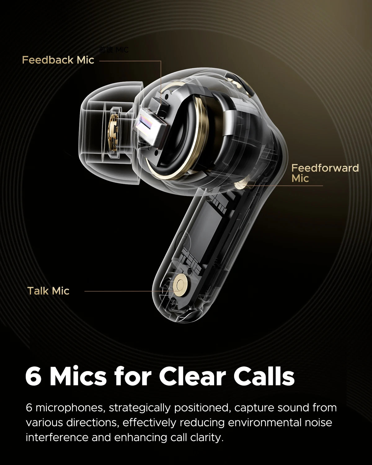 ANC Bluetooth 5.3 Earbuds – Hi-Res Stereo, 6 Mics & 43H Playtime