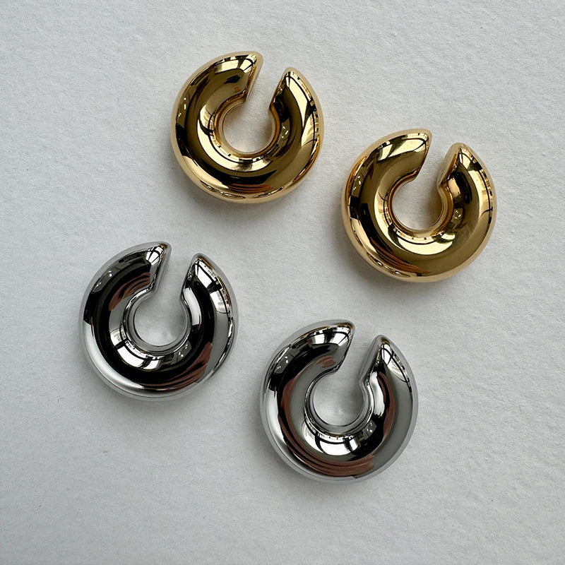 Clip-On C Hoop Earrings – Gold & Silver