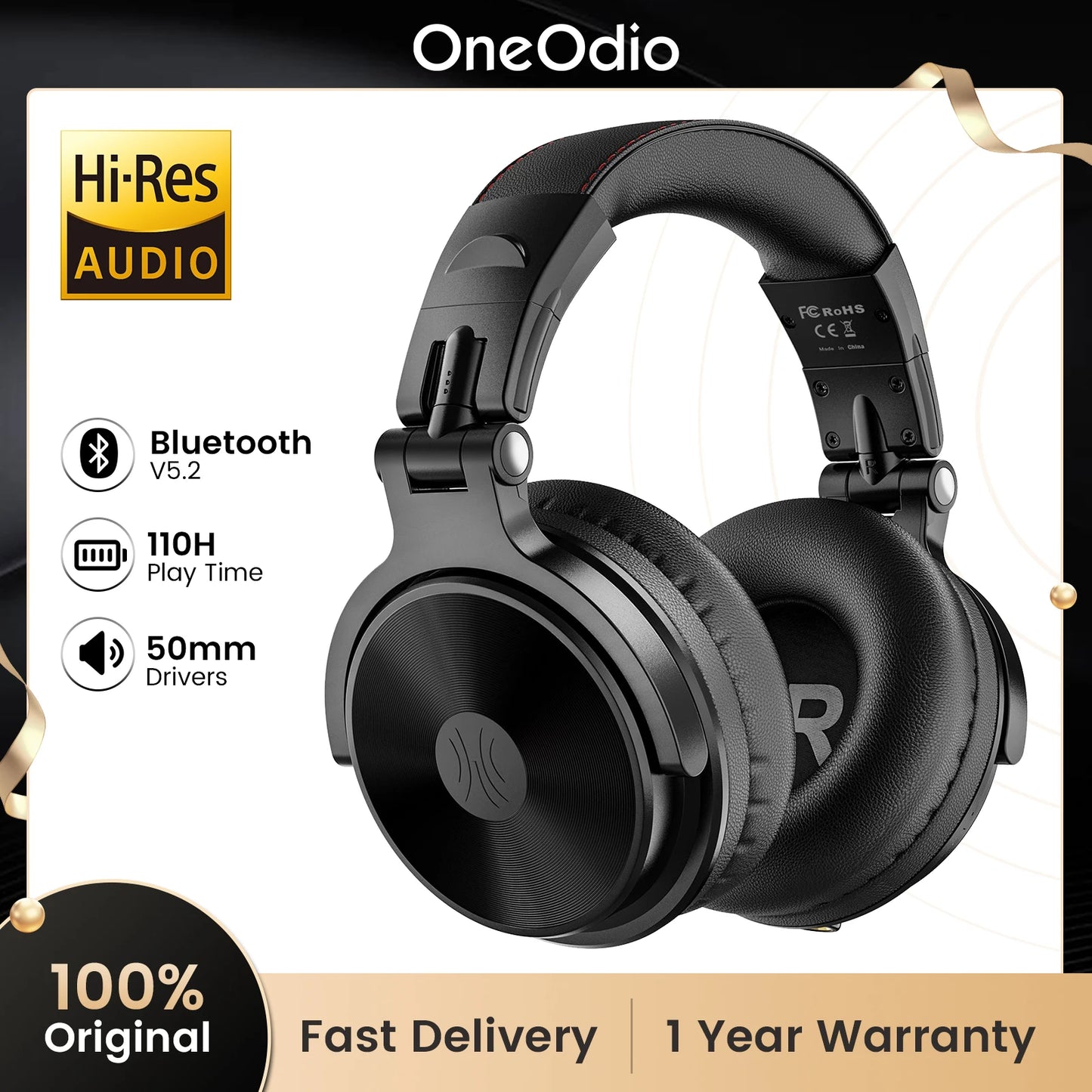 Wireless Headphones - 110H Playtime, Bluetooth 5.2 & Deep Bass