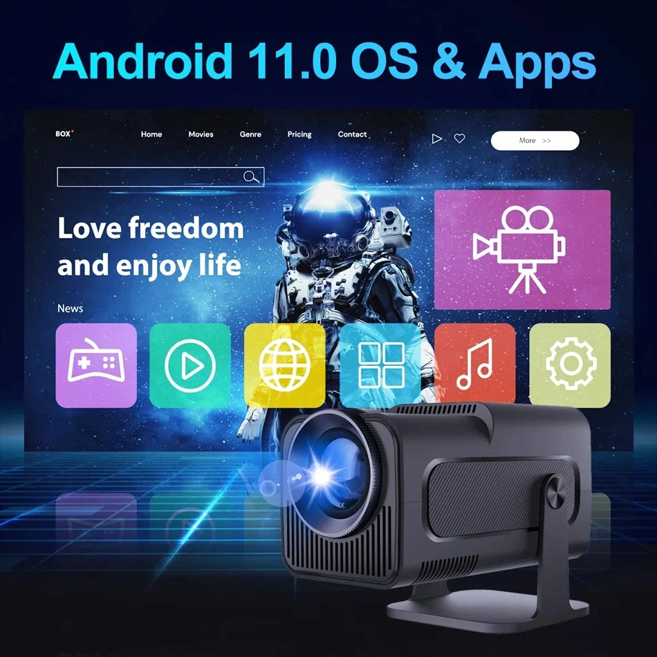 4K Android 11 Mini Projector – 300 ANSI Lumens, WiFi 6 & BT 5.0 Portable Cinema