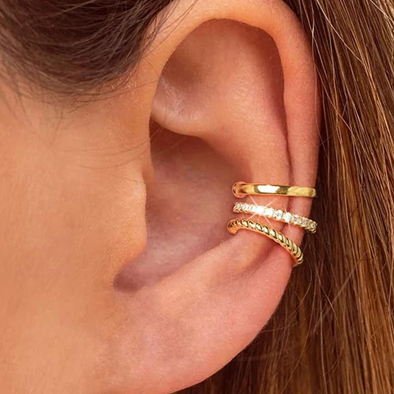 3-Piece Zircon Clip Earrings