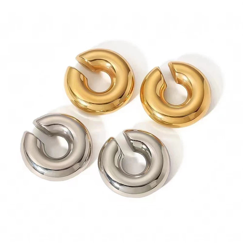 Clip-On C Hoop Earrings – Gold & Silver