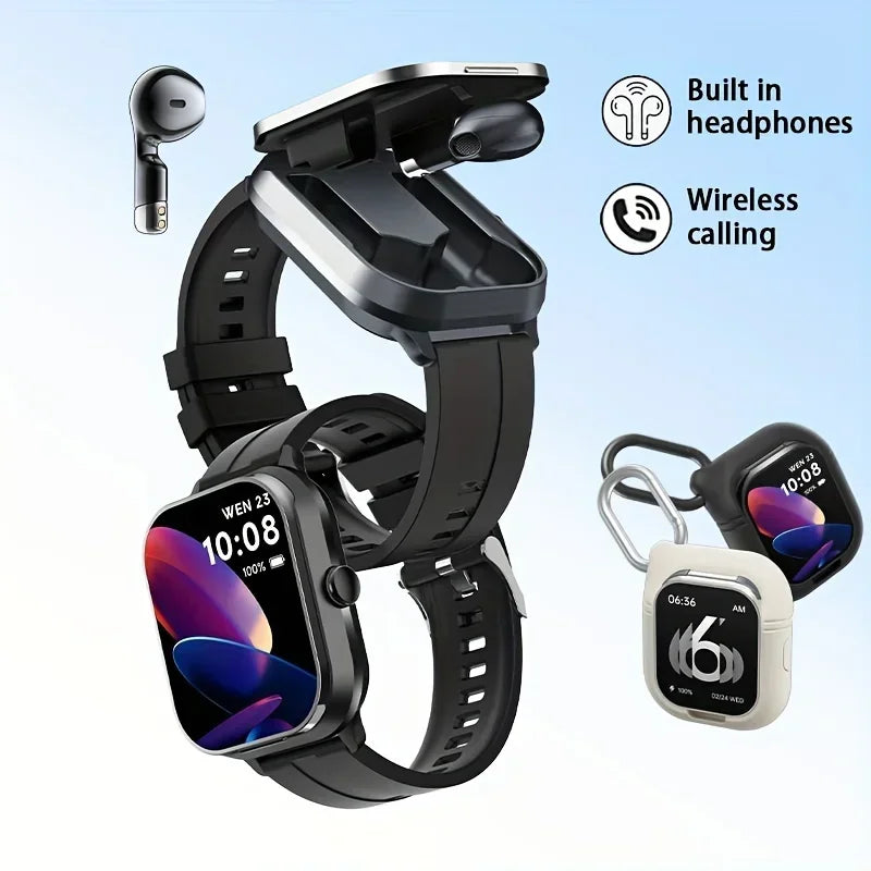 Smart Watch 2.01 inch HD Large Screen Waterproof Heart Rate Blood Oxygen Bluetooth earphone TWS 2 in 1 Make phone calls 2025