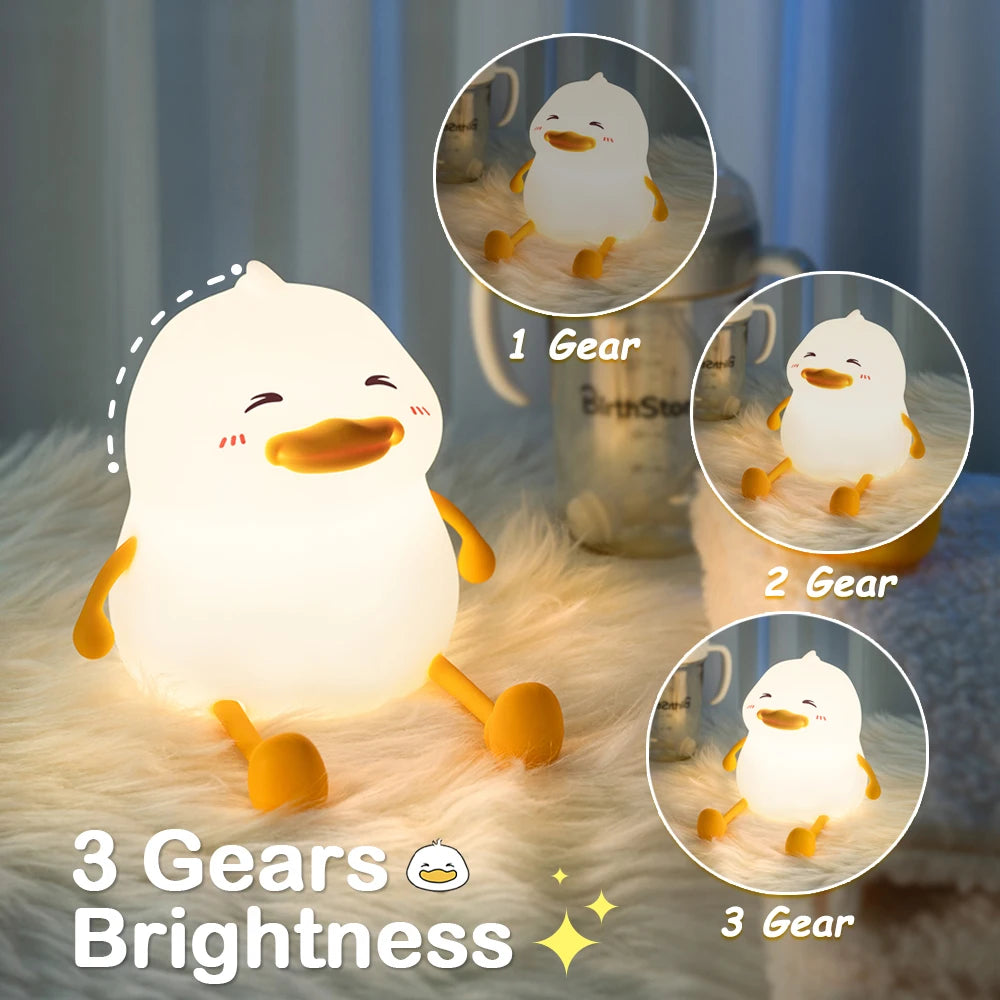 LED Night Lamp Cute Duck Cartoon Silicone Sleeping light USB