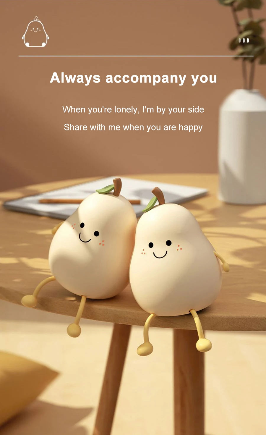 Silicone Pear LED Night Light 7 Colours