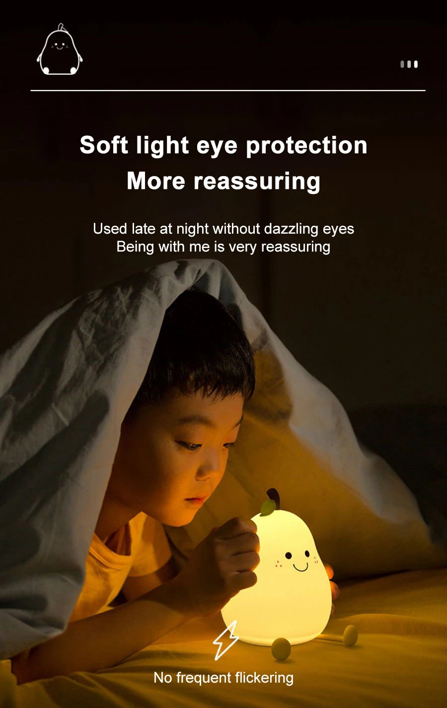 Silicone Pear LED Night Light 7 Colours