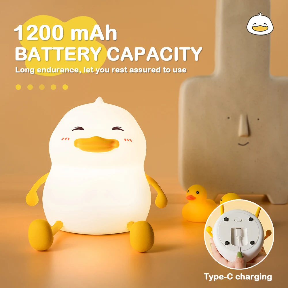 LED Night Lamp Cute Duck Cartoon Silicone Sleeping light USB