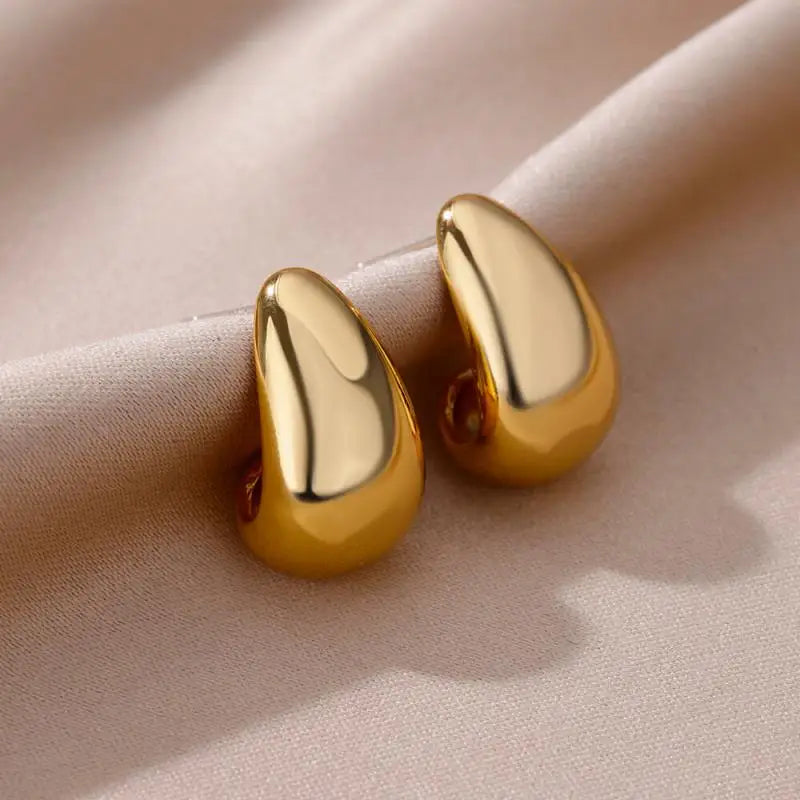 Zircon Heart Hoop Earrings – Gold Stainless Steel, Waterproof