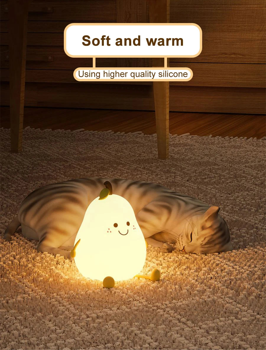Silicone Pear LED Night Light 7 Colours