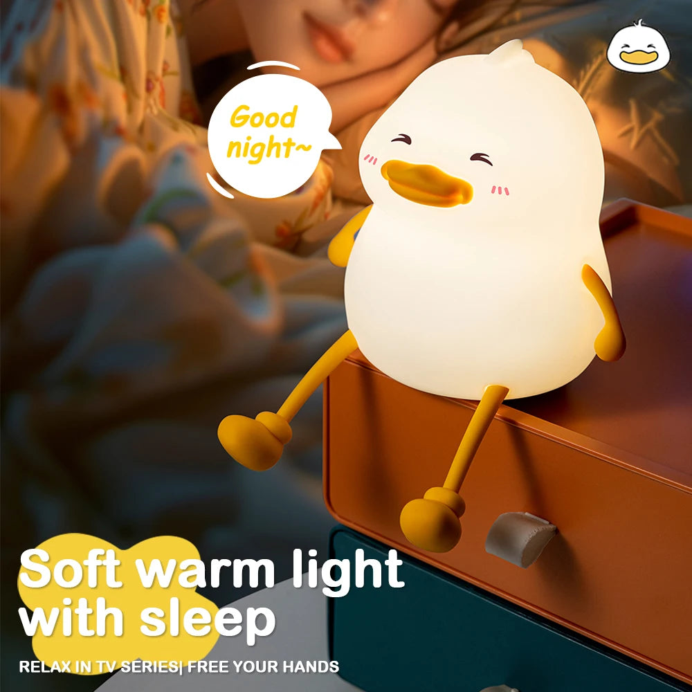 LED Night Lamp Cute Duck Cartoon Silicone Sleeping light USB