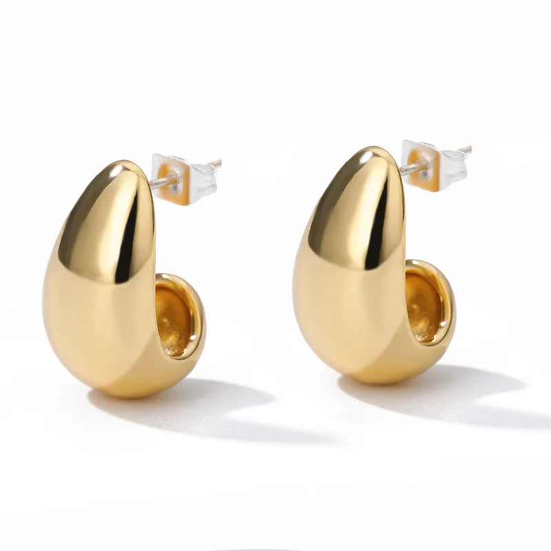 Zircon Heart Hoop Earrings – Gold Stainless Steel, Waterproof