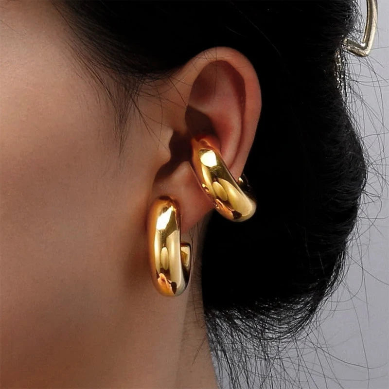 Clip-On C Hoop Earrings – Gold & Silver