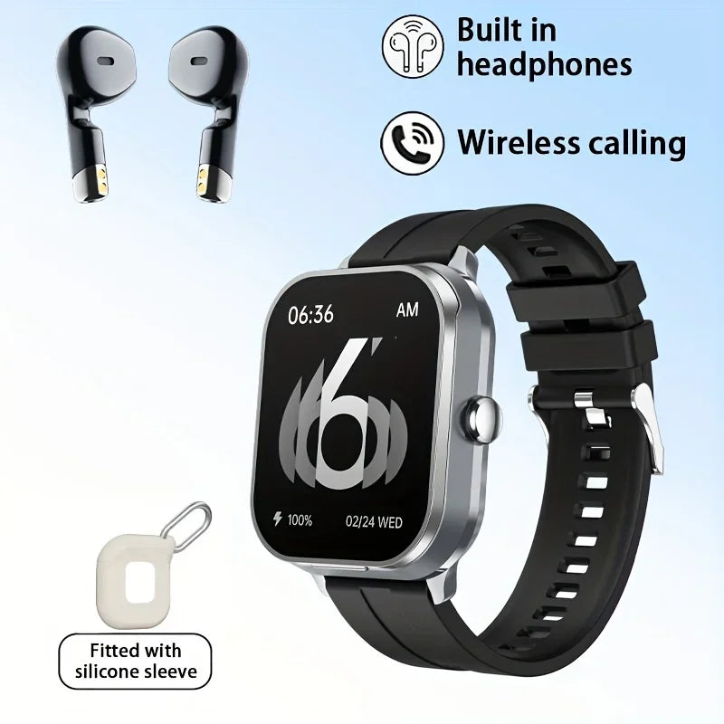 Smart Watch 2.01 inch HD Large Screen Waterproof Heart Rate Blood Oxygen Bluetooth earphone TWS 2 in 1 Make phone calls 2025