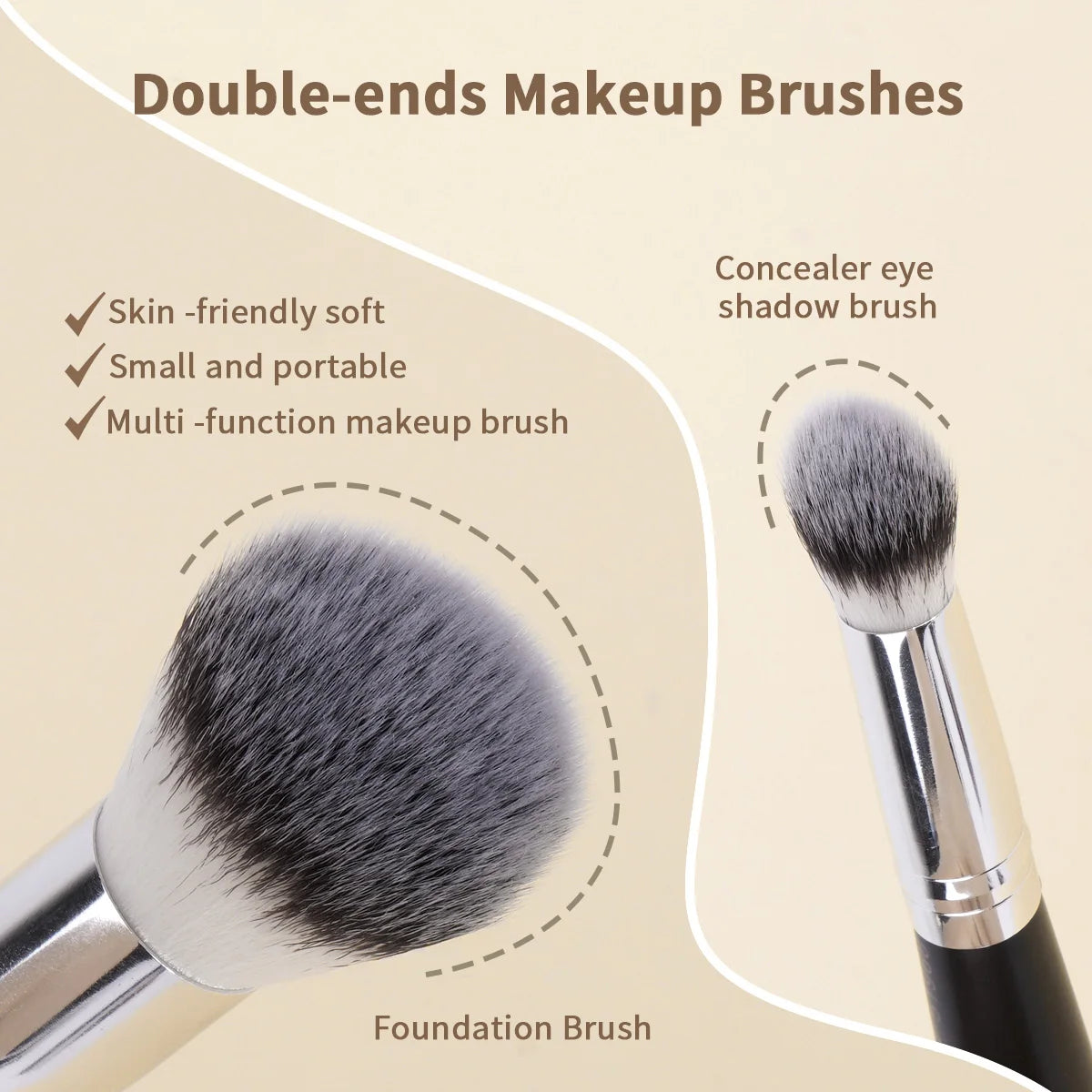 AANGE 4-Piece Makeup Brush Set – Dual-Ended Concealer & Angled Foundation Brushes for Women and Gifts