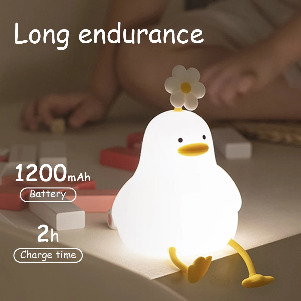 LED Night Lamp Cute Duck Cartoon Silicone Sleeping light USB