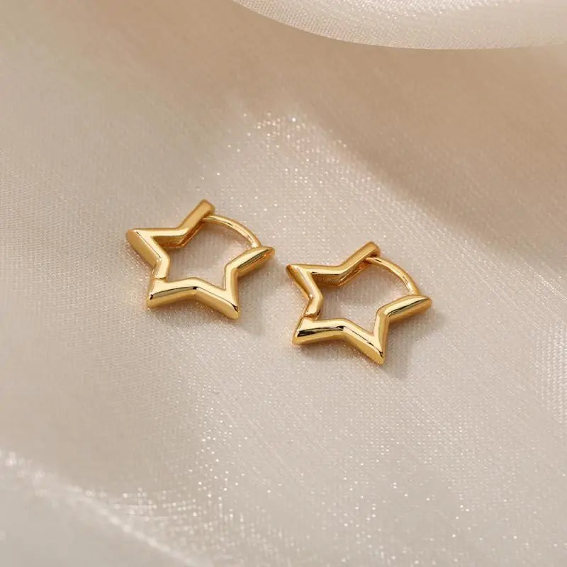 Zircon Heart Hoop Earrings – Gold Stainless Steel, Waterproof