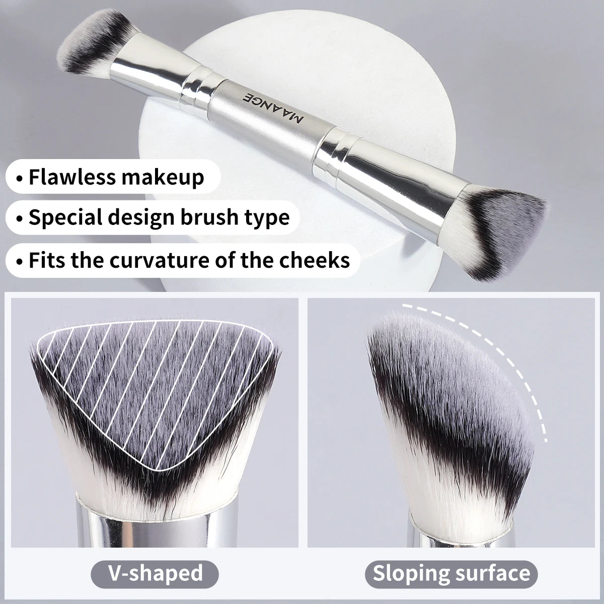 AANGE 4-Piece Makeup Brush Set – Dual-Ended Concealer & Angled Foundation Brushes for Women and Gifts