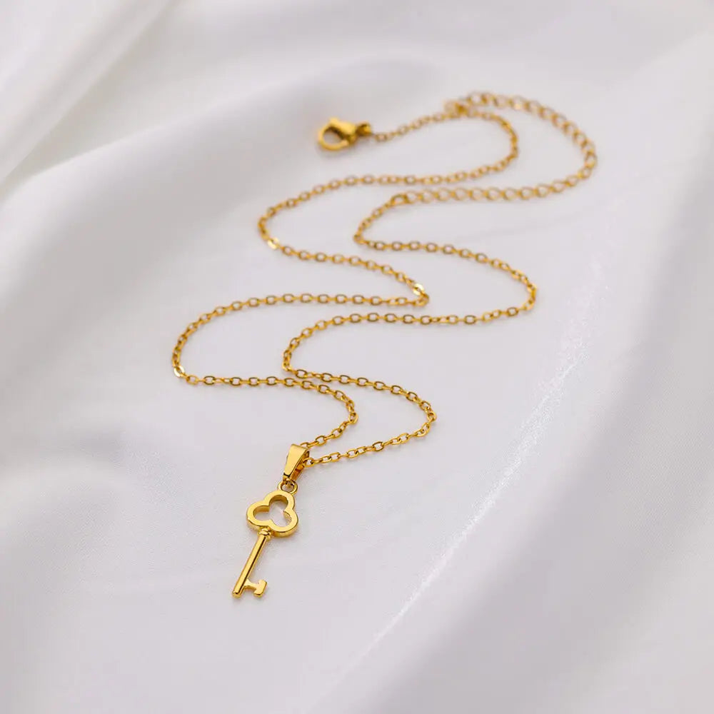 Gold color stainless steel key pendant