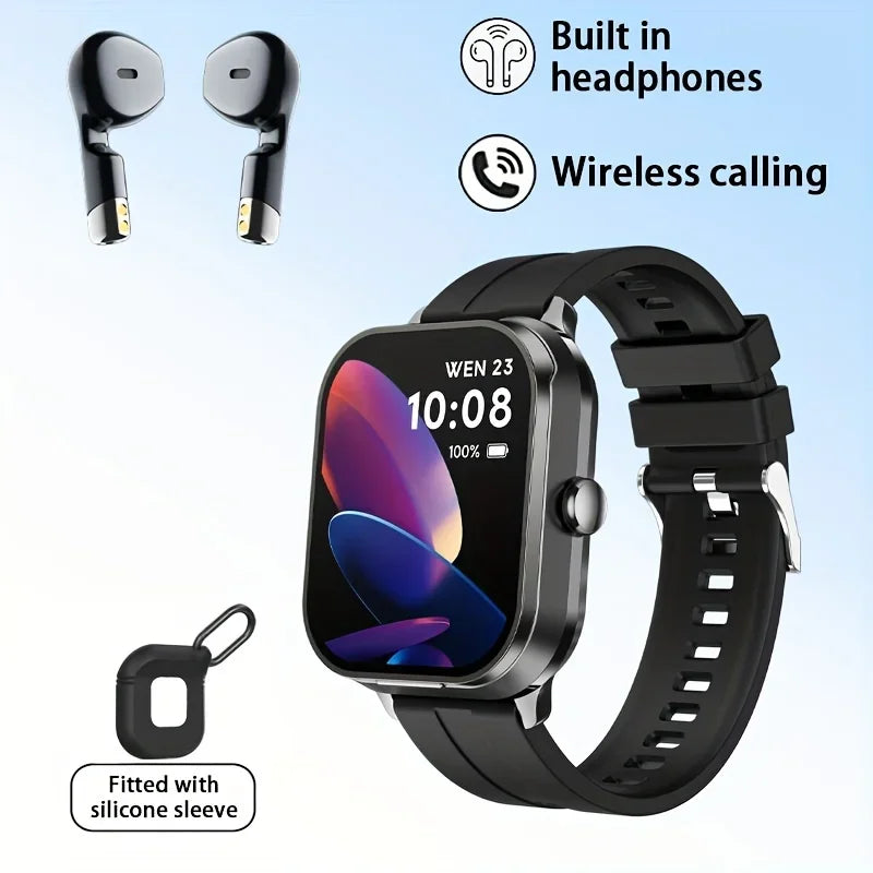 Smart Watch 2.01 inch HD Large Screen Waterproof Heart Rate Blood Oxygen Bluetooth earphone TWS 2 in 1 Make phone calls 2025