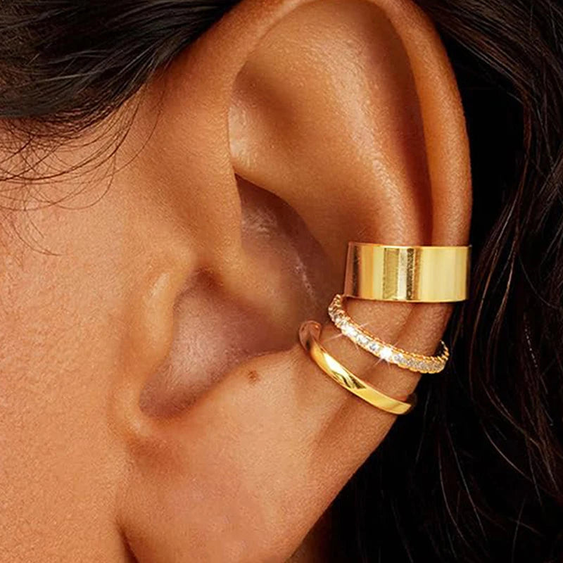 3-Piece Zircon Clip Earrings