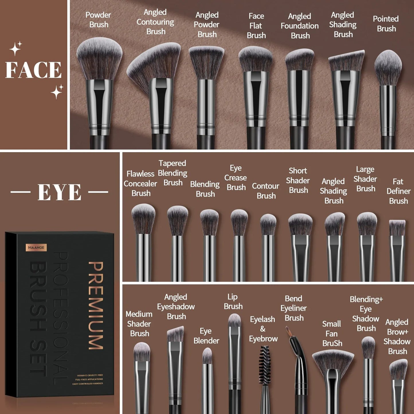 25-Piece Professional Makeup Brush Set with Gift Box
