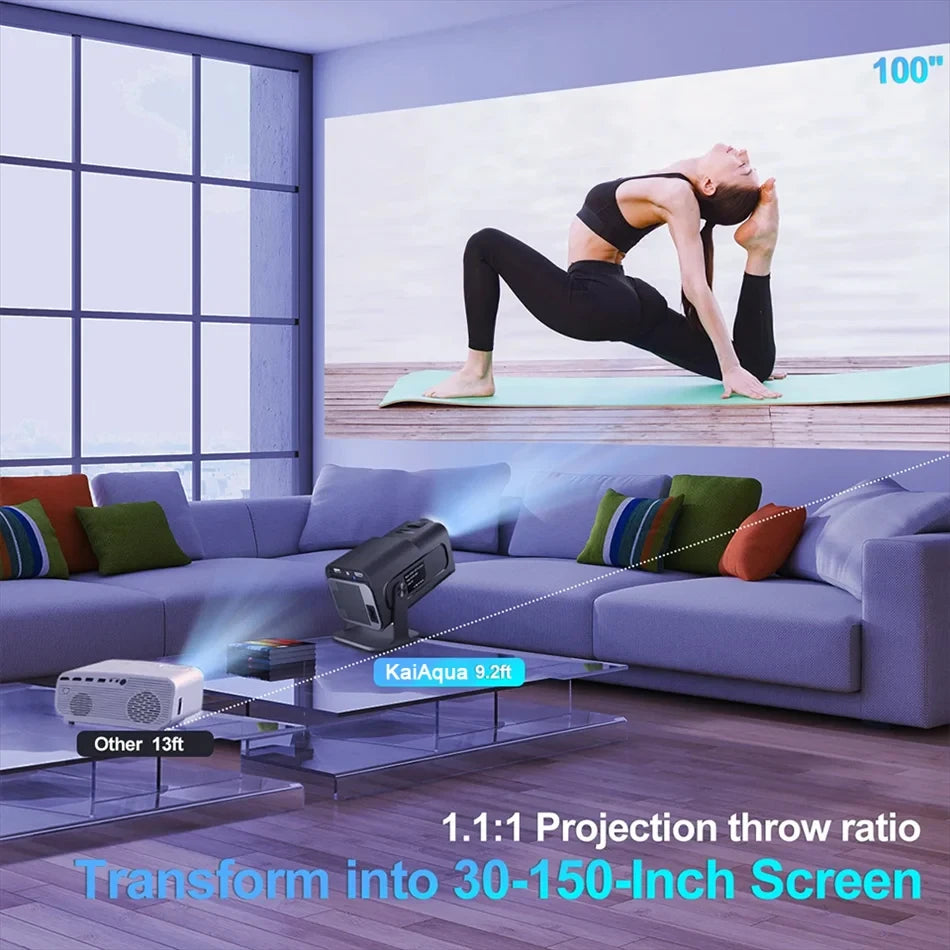 4K Android 11 Mini Projector – 300 ANSI Lumens, WiFi 6 & BT 5.0 Portable Cinema