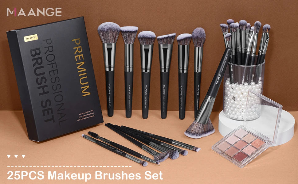 25-Piece Professional Makeup Brush Set with Gift Box