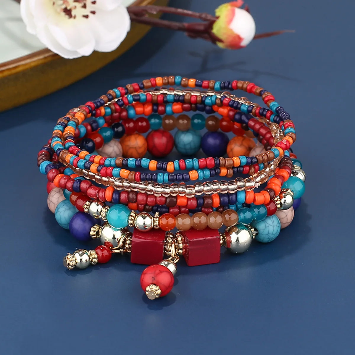 Bohemian Rice Bead Bracelet Set – Handmade Boho Jewelry