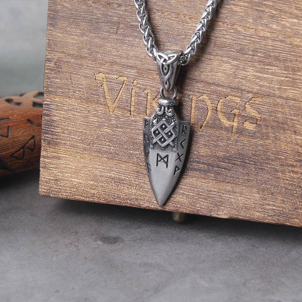 Gungnir Necklace with Odin's Spear and Norse Runes